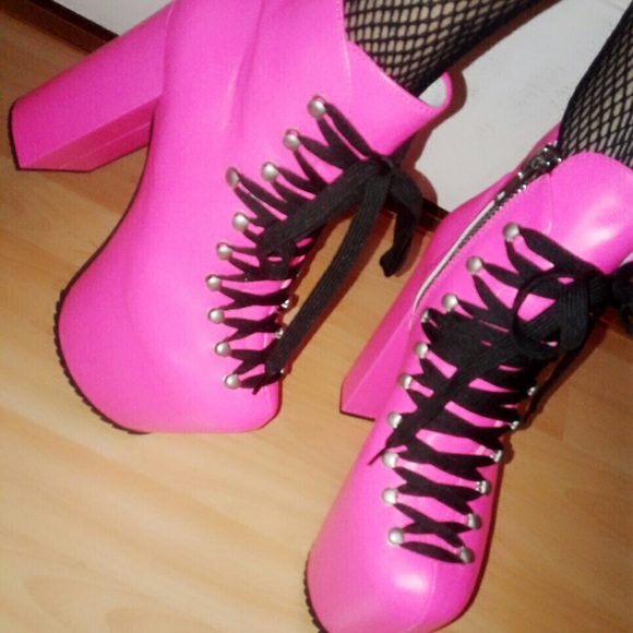Hot Pink Platform Booties - Picture 1 of 4